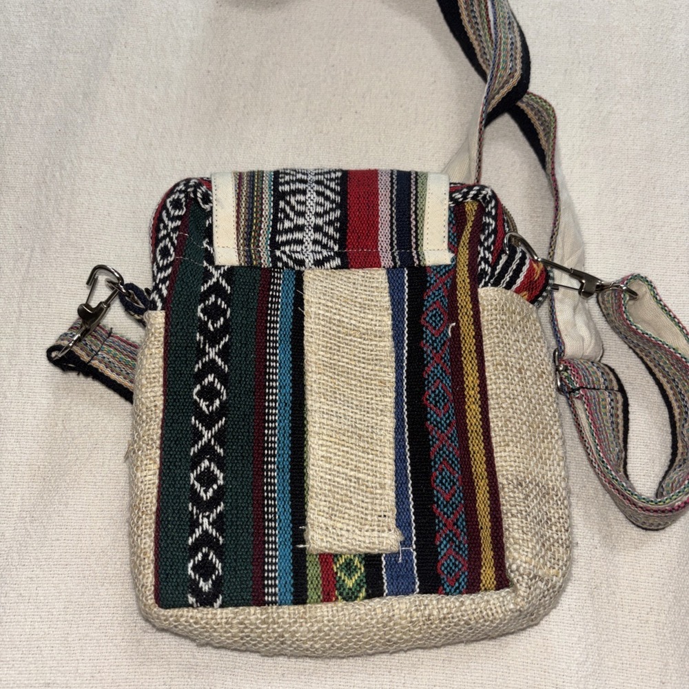 Himalayan Hemp Shoulder Cross Body Passport Travel Mini Bag Made In Nepal Boho - Picture 7 of 9